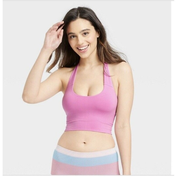 auden Other - Auden Women's  Sz Large Pink Halter Lightly Padded Halter Sports Bralette